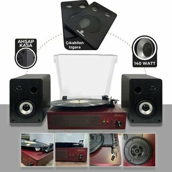 Midex MTX-303S Set Nostaljik Pikap Plak Çalar ve Hoparlör Ses Sistemi (Bluetooth Usb)