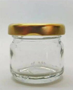 29 Cc Şeffaf Cam Konserve Kavanozu Gold Kapaklı, 105 Adet, Cam Kavanoz, Konserve Kavanozu, Reçel Kavanozu, Bal Kavanozu, Saklama Kavanozu