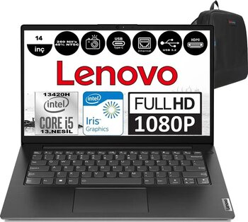 Lenovo V14 Gen4 Iru Intel Core I5 13420H 12GB 1tb SSD Freedos 14 Inç Fullhd Taşınabilir Bilgisayar 83A00064TRF08 + Zetta Çanta