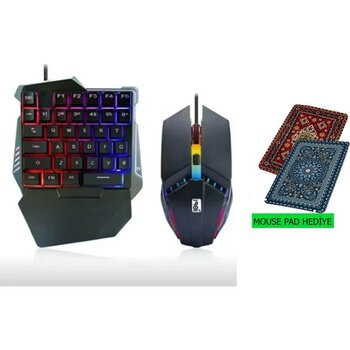 Jolita iPhone 15 Pro Uyumlu G506 Rgb Tek El Oyuncu Klavye Mouse Takımı - Siyah