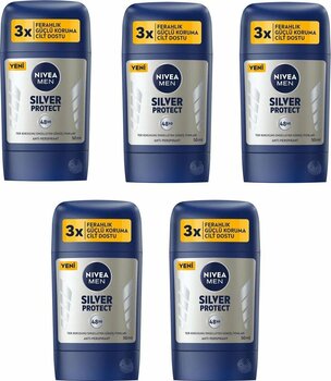 NIVEA Stick Nivea Men Deodorant Sılver Protect 50 Ml X 5 Adet