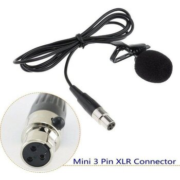 Mykablo 3 Pin Mini XLR Dişi Uçlu Yaka Mikrofonu 1.2 Metre - Siyah