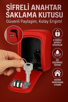 Hane Dostu 4 Haneli Şifreli Anahtar Saklama Kutusu – Duvara Monte Güvenli Kasa – Su Geçirmez Dayanıklı Gövde