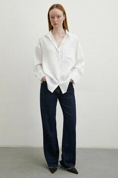 Never More Kraşlı Cepli Gömlek Beyaz - L