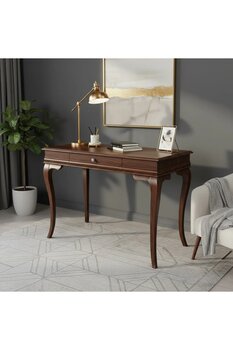 Wooding Mobilya 120 Cm Masif Rustik Koyu Ceviz Çalışma Masası