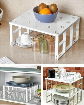 Mim Life Metal Büyük Dolap Içi Raf Düzenleyici  Organizer  Tezgah Üstü Mutfak Dolap Tabak Bardak Tencere Rafı
