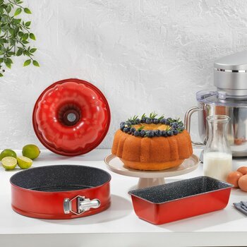 Schafer Ariana 3'lü Granit İç Yüzeyli Kek Kalıbı Seti - Bordo