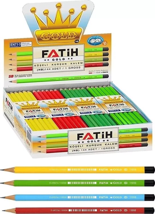 Fatih Mercanlı Gold Köşeli 144 Lü Paket Kurşun Kalem