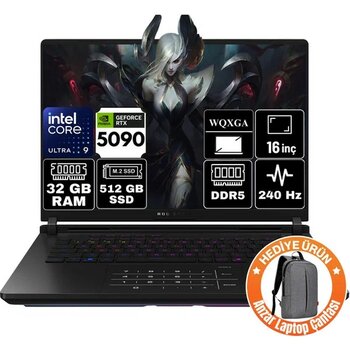 Asus Rog Strix Scar 16 Intel Core Ultra 9 275HX 32GB 512GB SSD RTX5090 24GB Freedos 16" 2.5k 240Hz Wqxga Taşınabilir Bilgisayar G635LX-RW144-A1