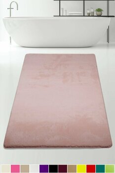 Teksev Elite Pudra Pembe 80x150 Cm Büyük Ebat Peluş Banyo Paspası Kaymaz Pufidik Banyo Halısı