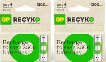 Gp Recyko 1300 Serisi Aa Kalem 8Li Şarj Edilebilir Pil