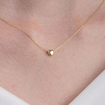 Minimal Kalp Tasarım 14 Ayar Altın Kolye