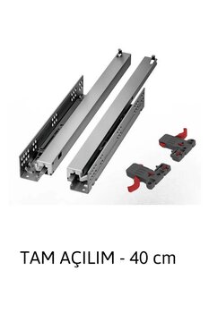 SAMET Smart Slide Frenli Tam Açılım Full Çekmece Rayı Mandallar Dahil Sağ ve Sol 40 cm