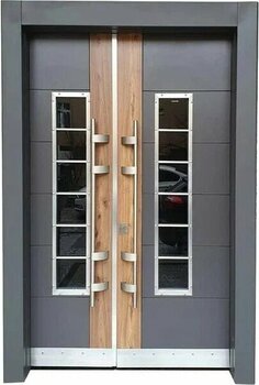 Tezwood TEZ-0157 Antrasit-Saruhan 200 cm Çelik Sol Açılım Bina Giriş Kapısı