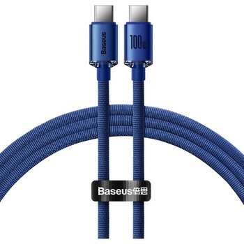 Baseus Crystal Shine – USB to Type-C 100W PD 2.0 Hızlı Şarj Kablosu 1.2 m – Mavi - Mor