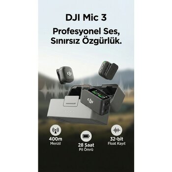 DJI Mic 3 (2 Tx + 1 Rx + Charging Case) - Ithalatçı Garantili - Siyah