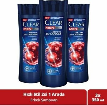 Clear Men Kepeğe Karşı Etkili Şampuan Hızlı Stil 2Si 1 Arada 350 Ml X 3