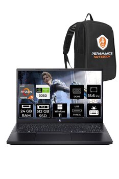 ACER Nitro V15 R5 7535HS 24GB 512GB SSD RTX3050/6GB 15.6'' 144Hz FHD W11H Gaming Laptop & PER4 ÇANTA