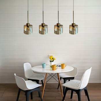 Bamyum Lille Cam Bal Rengi Dörtlü Sarkıt Avize Ince Eskitme Başlık Salon Mutfak Avizeleri Pastane Modelleri - İnce Eskitme Başlık