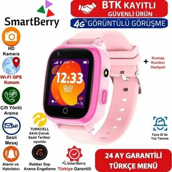 SmartBerry Z40 Sim Kartlı Pembe Akıllı Çocuk Saati