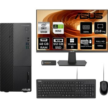 Asus Expertcenter D500ME i7 13700 RTX 3050 Masaüstü Bilgisayar 48GB RAM 512GB SSD 23.8" FHD Win11 Pro + Per4 USB D500000I713700P725
