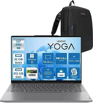 Lenovo Yoga Pro 7i 14IMH9 Ultra 9 185H Aı 32GB 512GB SSD 8GB/RTX4060 14.5" 3k (3072X1920) IPS 400NITS 120 Hz Dokunmatik WIN11PRO Taşınabilir Bilgisayar Y83E200CTTR08+ZETTAÇANTA