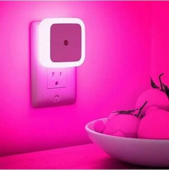 Fotoselli Led Gece Lambası, Pembe Renk Sensörlü Gece Lambası, 1 Watt Pembe Renk Led Gece Lambası