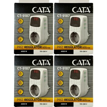 Cata CT-9187 4000W Akım Korumalı LED Göstergeli Priz (4 Adet)