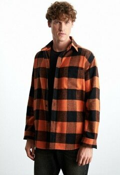 Grimelange Wıldy Erkek Pamuk-polyester Gömlek Yaka Relaxed Oduncu Turuncu Gömlek - L