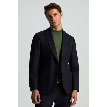 Italyan Yün Kaşmir Karışım Koyu Lacivert Blazer Ceket - 52