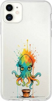 İphone 11 İle Uyumlu Splash Ahtapot Tasarımlı Şeffaf Silikon Kılıf 051a İphone 11