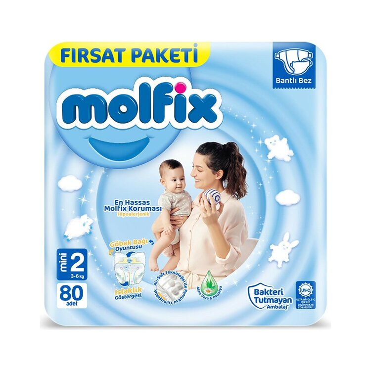 Molfix 3D 2 Numara Bebek Bezi 80 Adet