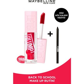 Maybelline New York Lifter Plump Dudak Parlatıcısı 004 Red Flag & Mini Maybelline Tattoo Liner Gel Pencil Hediyeli Set