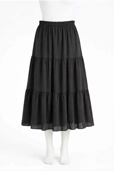 Nihomall20 Kadin Şifon Astarlı Puantiyeli 3 Katlı Etek Standart Beden