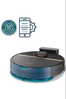 Philips Homerun 7000 Serisi Aqua Xu7000/01 Siyah Gold Akıllı Robot Süpürge