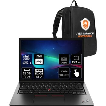 Lenovo Thinkpad L13 Core Ultra 7 165U 32GB Ram 512GB SSD 13.3" Fhd+ Multi-Touch Freedos 21LM0037TXP302 Notebook + Per4 Çanta - 512 GB - 32 GB