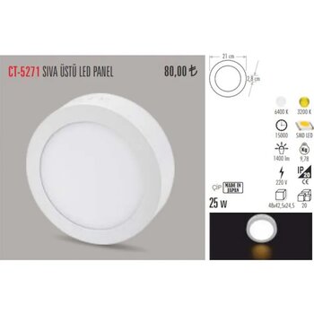 Cata Ct-5271 24 Watt Sıva Üstü Led Aramtür Yuvarlak (470950516) Işık Rengi Beyaz
