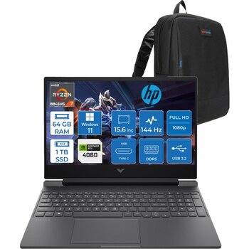 Hp Victus Laptop 15-FB2003NT Amd Ryzen 7 8845HS Aı 64GB Ddr5 1tb SSD Rtx™ 4060/8GB Fhd (1920 x 1080), 144 Hz, IPS 300 Nit WIN11HOME Gaming Bilgisay...