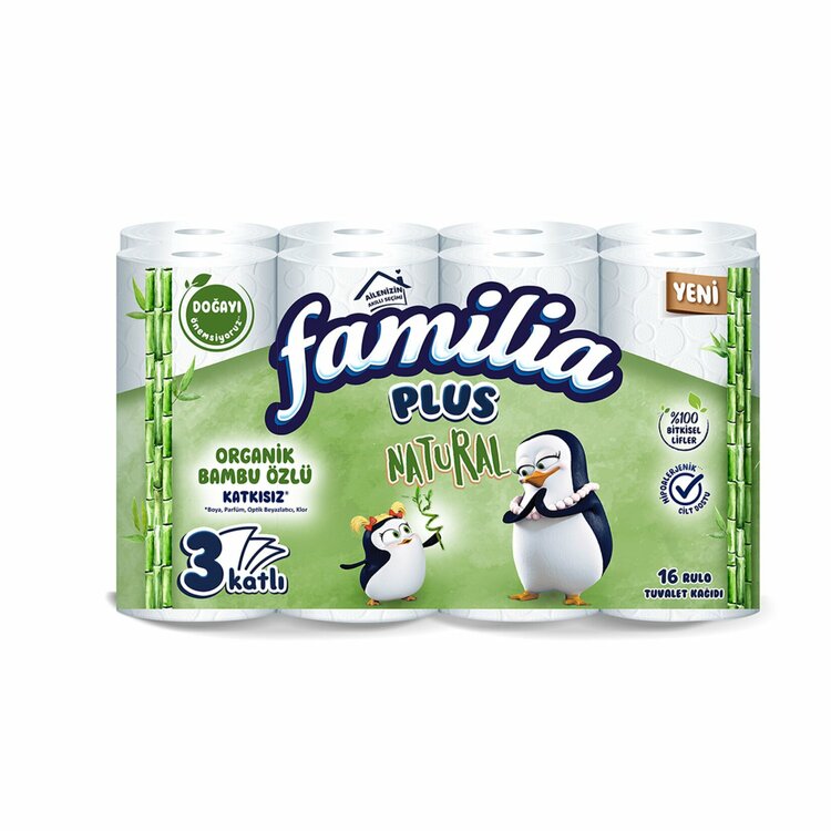 Familia Plus Natural Tuvalet Kağıdı Bambu Özü 16 lı 3 Katlı