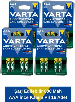 Varta Power Şarj Edilebilir İnce Kalem Pil 800Mah AAA 16 Adet