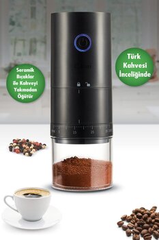 Kiwi Şarjlı Kahve Ve Baharat Öğütücü Siyah