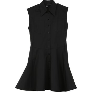 Pinko Dik Yaka Düz Siyah Kısa Kadın Elbise 103111A1P4 - S