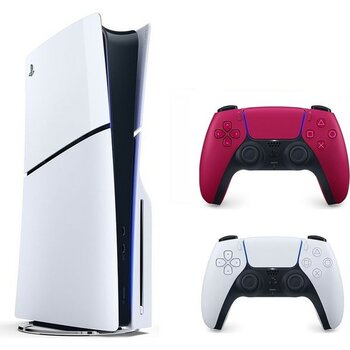 Sony Playstation 5 Slim Cd'li +2. Kırmızı Dualsense Oyun Konsolu - Beyaz