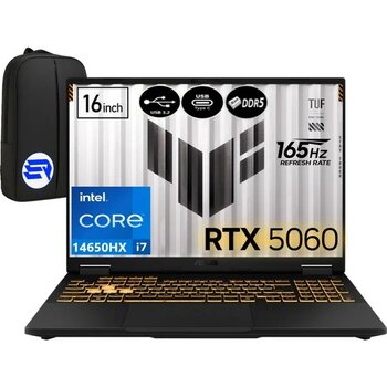 Asus Tuf Gamıng F16 FX608JMR-RV067 Intel I7-14650HX 16GB Ram 1tb SSD RTX5060 16" Fhd+ 165Hz WIN11 Pro + Elektropasaj Çanta - 1 TB - 16 GB