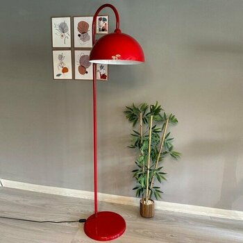 Bamyum Lambader Modern Dekoratif Metal Oturma Odası Çalışma Odası Zemin Lambası - Kırmızı