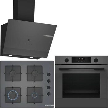 Bosch Gri 3 Lü Ankastre Set 510 ( HUA736EN0T - POP6C9P31O - DWK67PJ70T ) - Buhar Destekli -