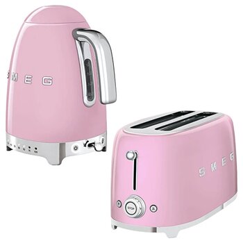 Smeg Tsf02pkeu 2x4 Pembe Ekmek Kızartma Makinesi ve Klf04pkeu 1.7 L Isı Ayarlı Pembe Kettle Set