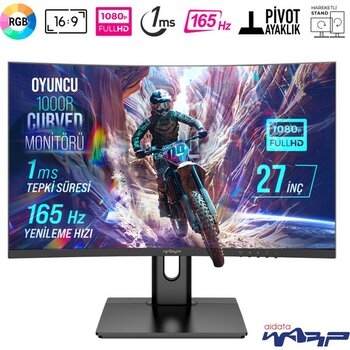 Warp WRP27-165-B 27" 165HZ 1ms Rgb 1000R Curved (Hdmı + Display Port) Freesync + G-Sync Fhd Oyuncu Monitörü