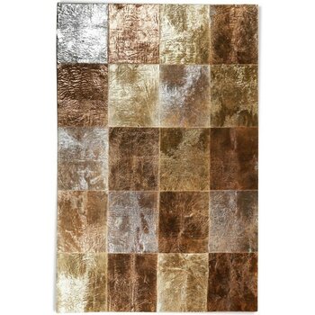 Dericibey Bronz Varaklı Dana Derisi Patchwork Halı 170 x 240 cm