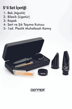 Denner Elegant Sol Klarnet Beki 5'li SET (2.05 SET) Sol Klarnet Beki/Ağızlığı, Bilezik, Kapak, Kutu, 1Kamış